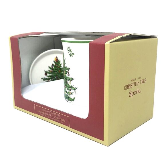 Spode Christmas Tree Holiday Mug and Coaster Set Holiday Gift Box New in Box - Picture 7 of 9